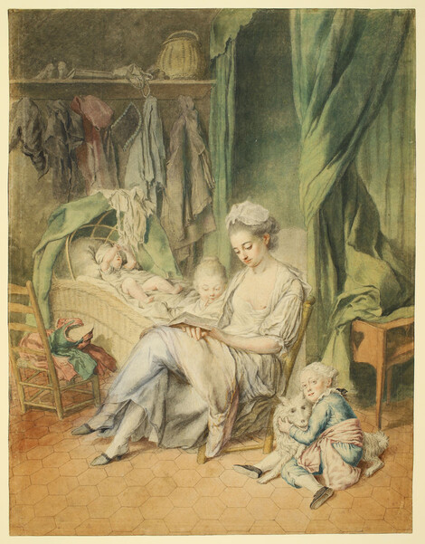 Johann Anton de Peters (1725–1795), Die glückliche Mutter, Aquarell über Bleistift, Wallraf-Richartz-Museum & Fondation Corboud, Köln, Graphische Sammlung