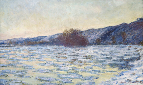 Claude Monet, Eisschollen im Dämmerlicht, 1893, Öl auf Leinwand, Museum Langmatt, Baden, © Foto: Stiftung Langmatt Sidney und Jenny Brown, Baden, Schweiz